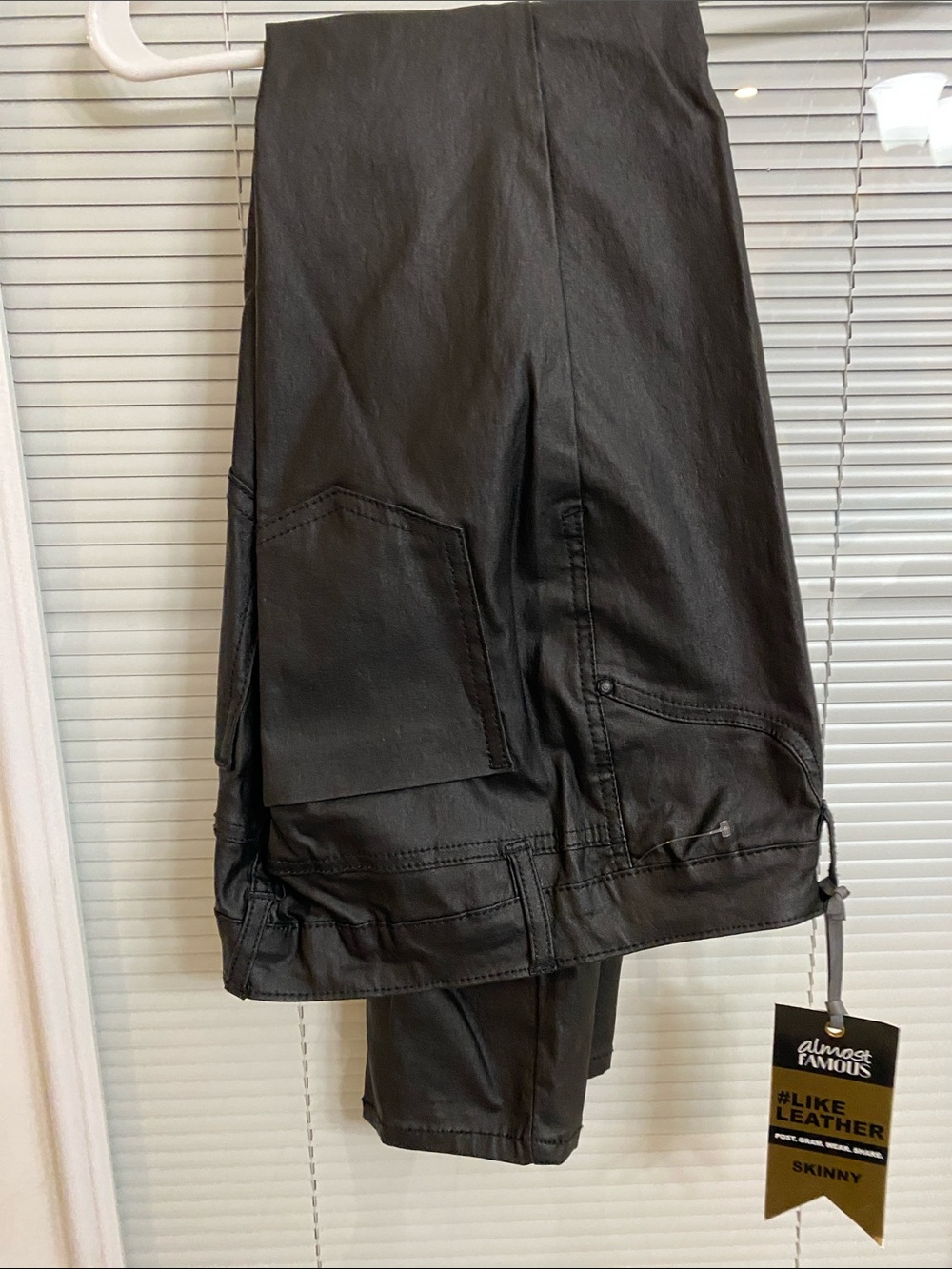 Almost Famous Black Cargo Skinny Faux-Leather Pants